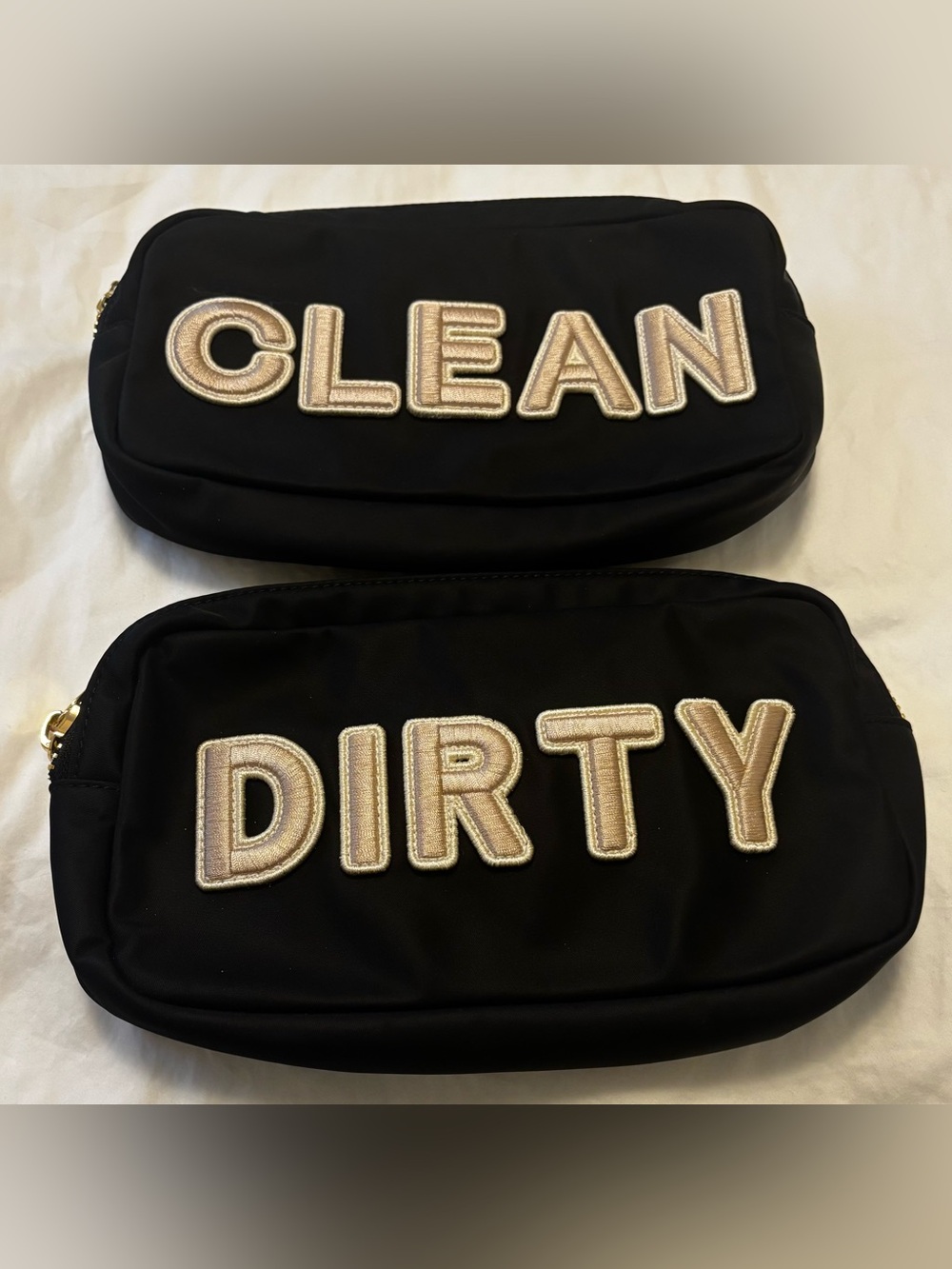 Stoney Clover Lane CLEAN+DIRTY Travel Pouch Set Small Black Nylon Cosmetic Bags